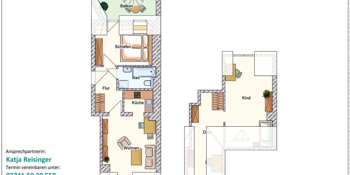 Etagenwohnung Plauen Siedlung Neundorf - 3 Zimmer, 76 m&sup2;, 372&euro; | Angebot:26984700